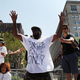 A man speaks out against the shooting of 12 year-old Tamir Rice by police near the site of the Republican National Convention (RNC) in downtown Cleveland on the second day of the convention on July 19, 2016 in Cleveland, Ohio.